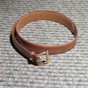 Ralph Lauren Tan Leather Belt with Gold Buckle